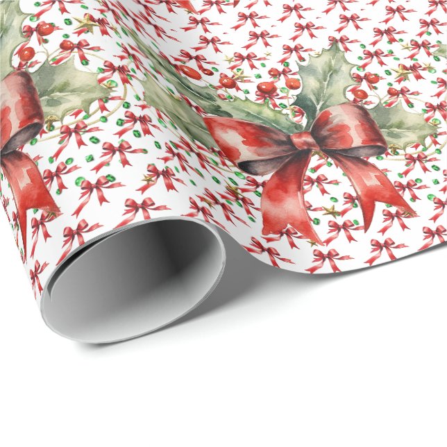 Weihnachts-Red Bows-Wrapper Geschenkpapier (Rolleneckpunkt)
