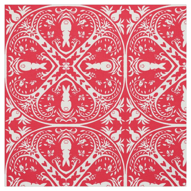 Weihnachts Red Bunny Rabbit Medallion Design Winte Stoff (Muster)