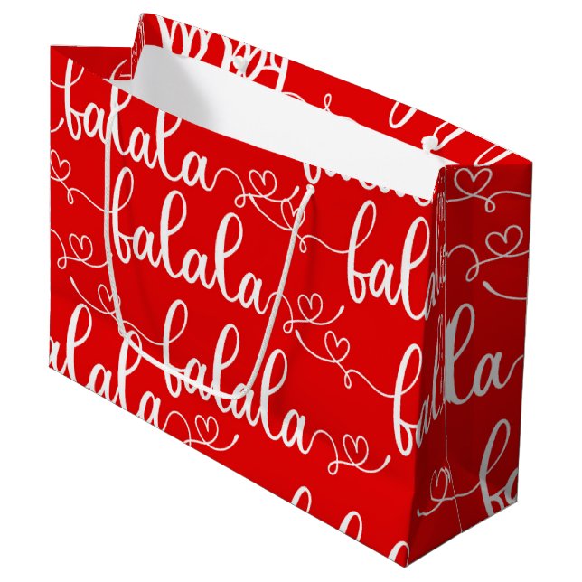 Weihnachts Red FaLaLaLaLaLa-Geschenktasche Große Geschenktüte (Vorderseite Schrägansicht)