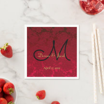 Weihnachts Red Gold Black Winter Wedding Monogram