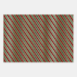 Weihnachts Red Gold Green Geometric Muster Geschenkpapier Set