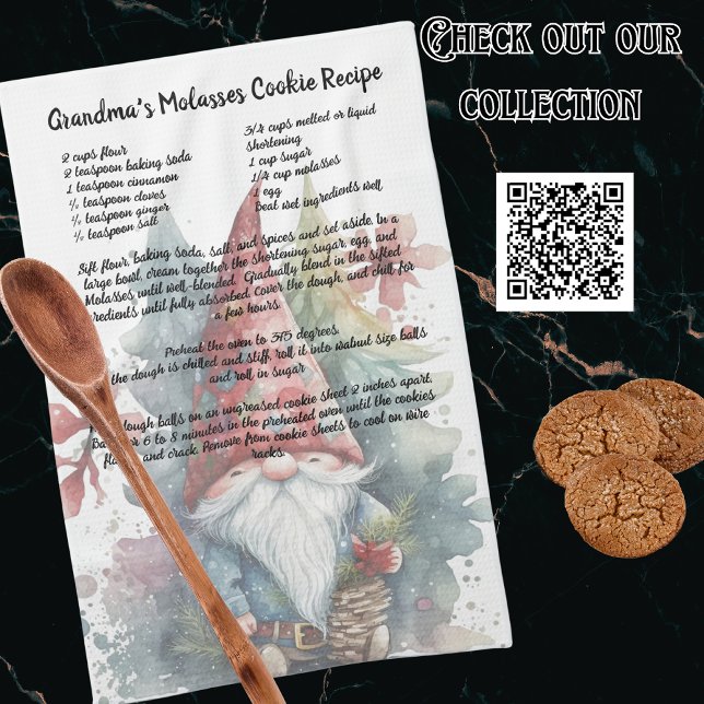 Weihnachts Red Hat Gnome Family Rezept Keepake Geschirrtuch (Von Creator hochgeladen)