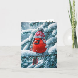 Weihnachts Red Kardinal Bird Wear Winter Hat Feiertagskarte
