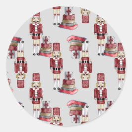 Weihnachts Red Nutcracker Packages Wasserfarbe Runder Aufkleber