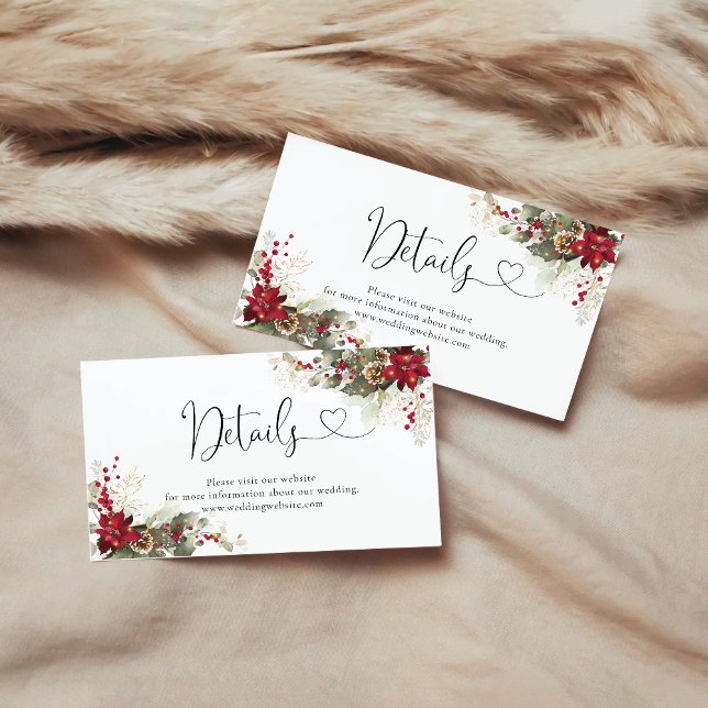 Weihnachts Red Poinsettia Babydusche Details Begleitkarte (Von Creator hochgeladen)