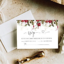 Weihnachts Red Poinsettia Wedding RSVP Card Karte