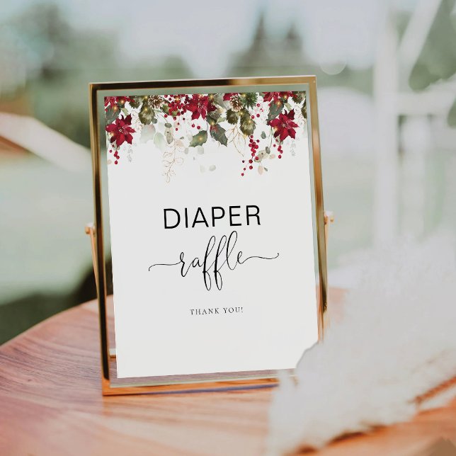 Weihnachts Red Poinsettia Wineller Raffel Zeichen Sockelschild (Von Creator hochgeladen)