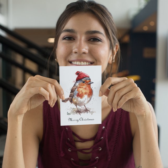 Weihnachts Red Robin individuell anpassbar Feiertagskarte (Von Creator hochgeladen)