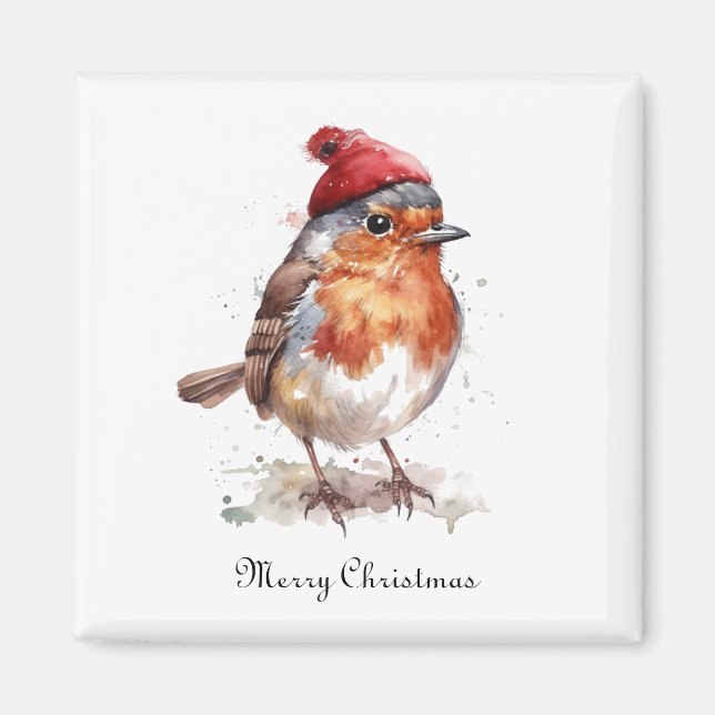 Weihnachts Red Robin individuell anpassbar Magnet (Vorne)