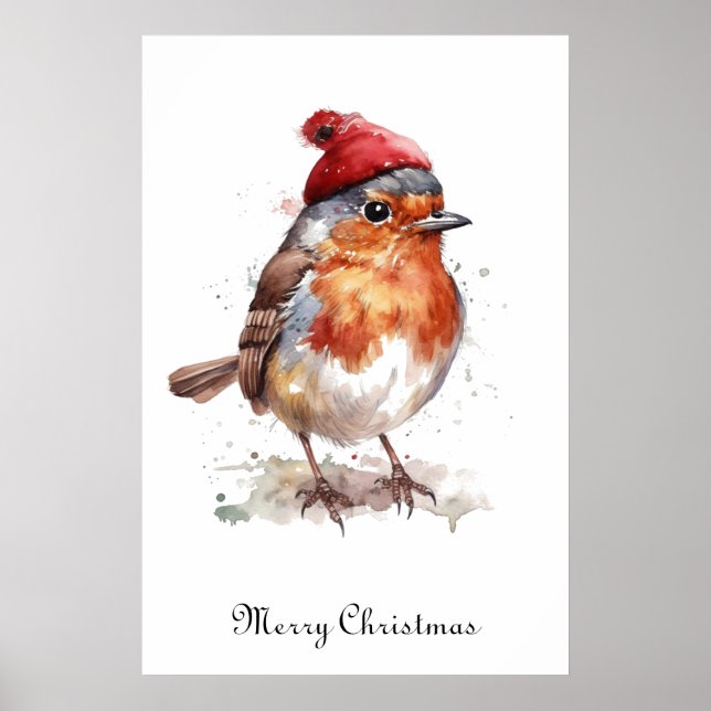 Weihnachts Red Robin individuell anpassbar Poster (Vorne)