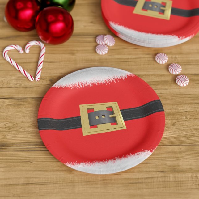 Weihnachts Red Santa Party Paper Teller (A fun and festive red paper plate inspired by the guy in the red suit. Great for holiday parties!)