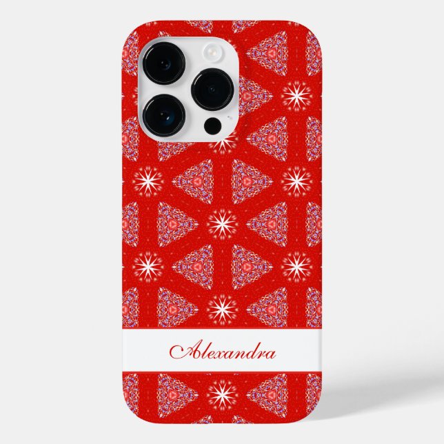 Weihnachts Red Snowflake Muster Personalisiert Case-Mate iPhone Hülle (Rückseite)