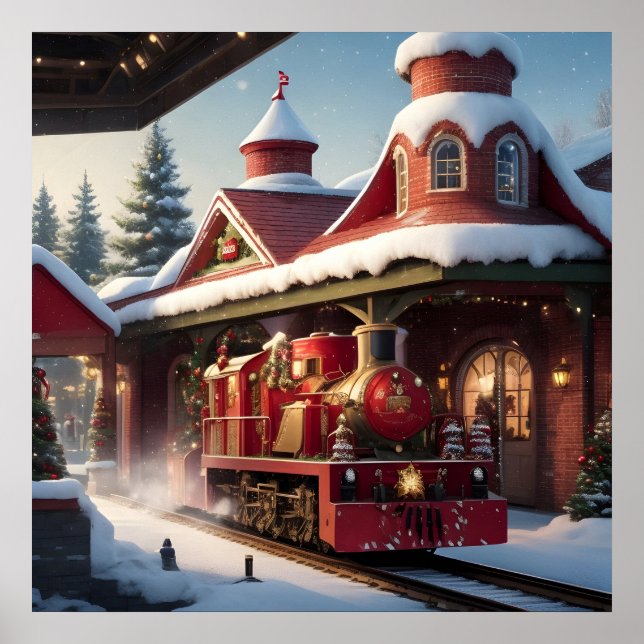Weihnachts Red Train Poster (Vorne)