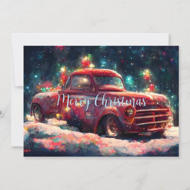 Weihnachts-Red-Truck-Card Feiertagskarte (Vorderseite)