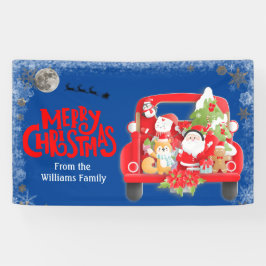 Weihnachts-Red-Truck-Familienname-Banner Banner