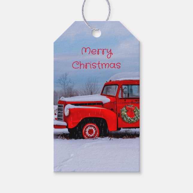 Weihnachts Red Truck Festival Country Snow Geschen Geschenkanhänger (Vorderseite)