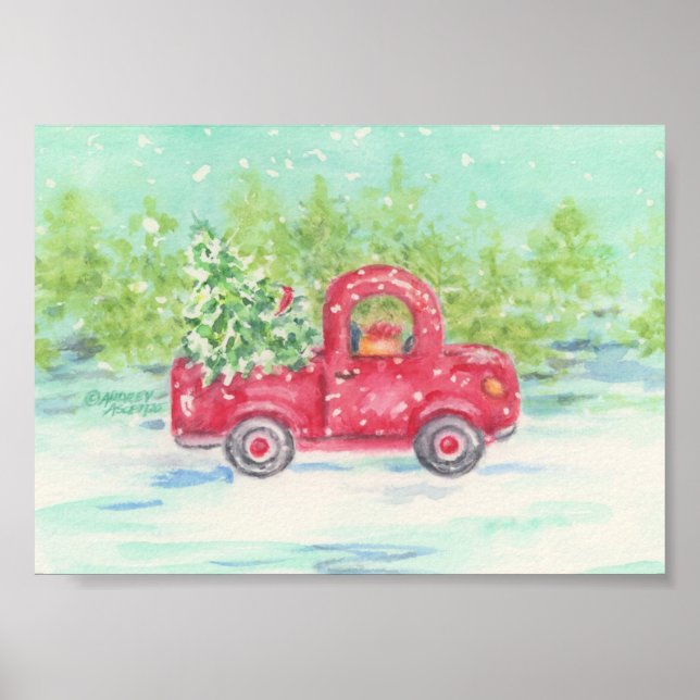 Weihnachts Red Truck Poster drucken (Vorne)