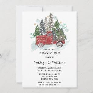 Weihnachts-Red-Vintag-Truck-Engagement-Party Einladung