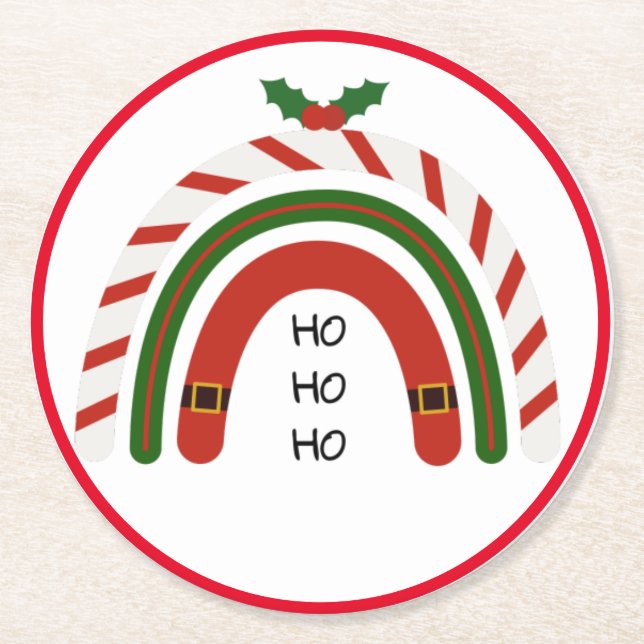 Weihnachts-Regenbogen Lass es schneien Runder Pappuntersetzer (Vorderseite)
