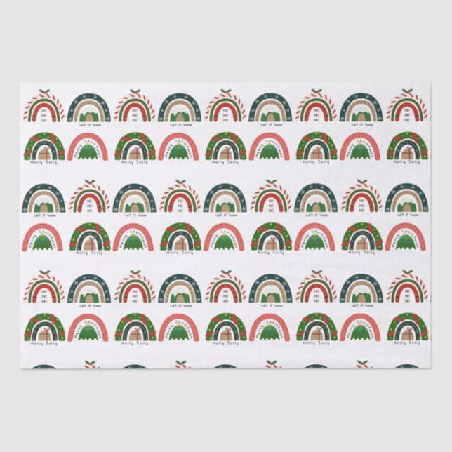 Weihnachts-Regenbogen Lass es schneien Seidenpapier (Vorderseite)