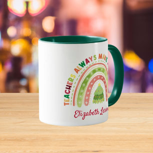 Weihnachts-Regenbogen-Lehrkräfte-Würdigung Grün Tasse