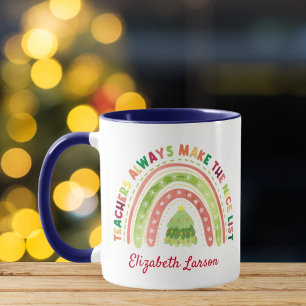 Weihnachts-Regenbogen-Lehrkräfte-Würdigung Marineb Tasse