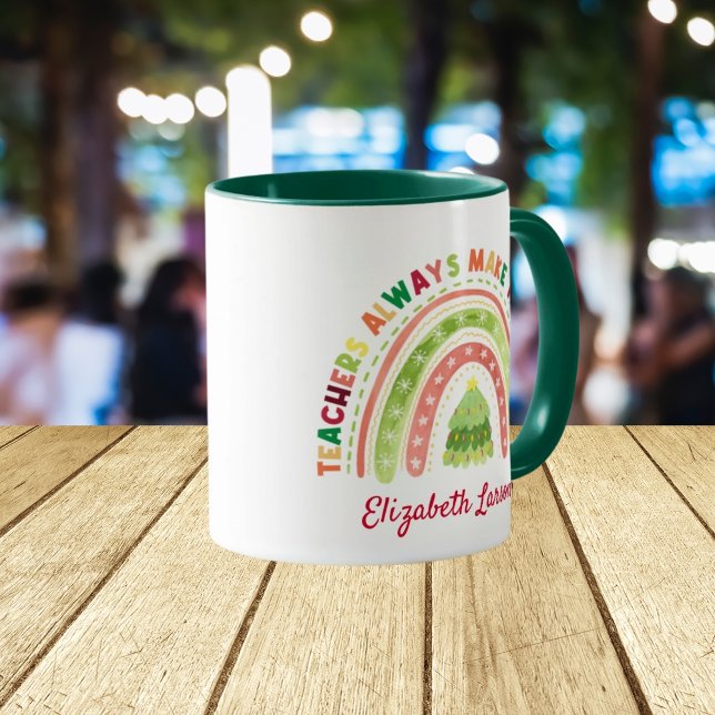 Weihnachts-Regenbogenlehrer schätzen Grün Tasse (Von Creator hochgeladen)