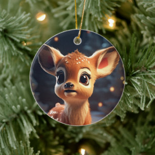 Weihnachts Reh Keramik Ornament