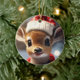 Weihnachts Reh Keramik Ornament