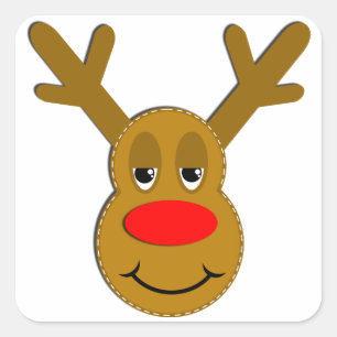 Weihnachts-Reindeer-Gesicht Quadratischer Aufkleber