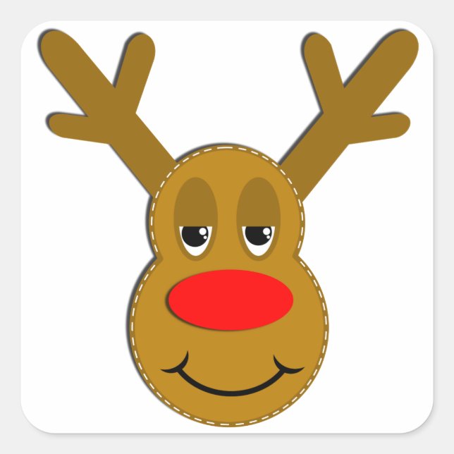 Weihnachts-Reindeer-Gesicht Quadratischer Aufkleber (Vorderseite)