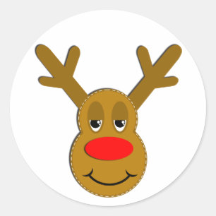 Weihnachts-Reindeer-Gesicht Runder Aufkleber