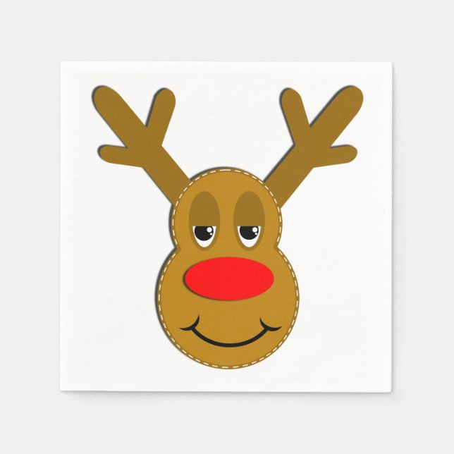 Weihnachts-Reindeer-Gesicht Serviette (Vorderseite)