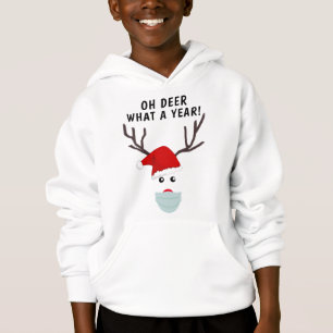Weihnachts-Reindeer mit Covid-Gesichtsmaske Hoodie