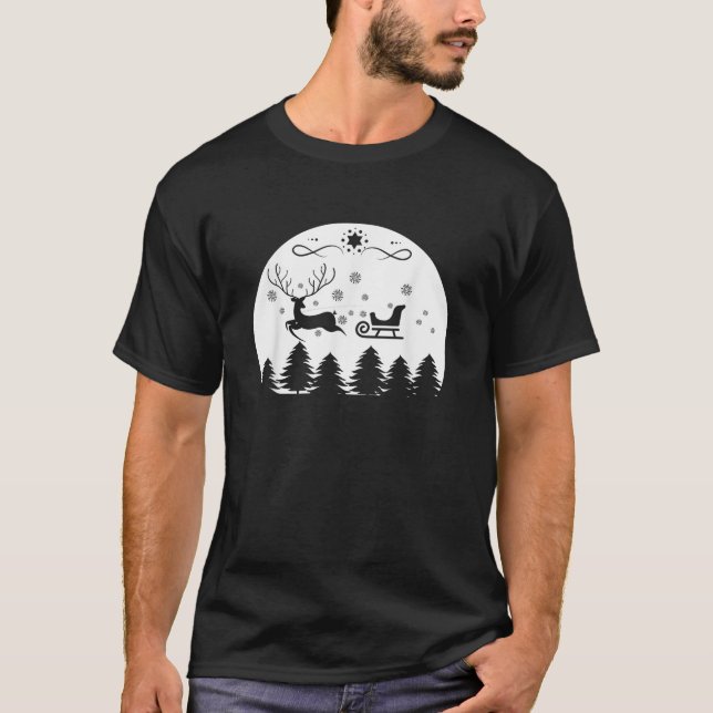 Weihnachts-Reindeer Weihnachtsmann Klaus Retro Mer T-Shirt (Vorderseite)