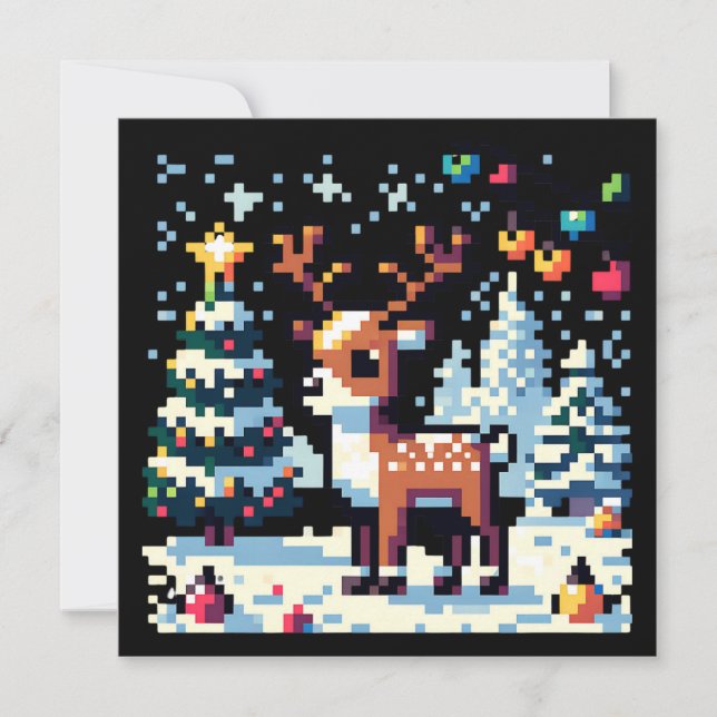 Weihnachts-Reindeer Winter Wonderland Pixel Art (Vorderseite)