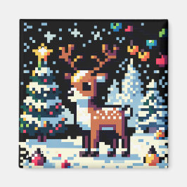 Weihnachts-Reindeer Winter Wonderland Pixel Art Magnet
