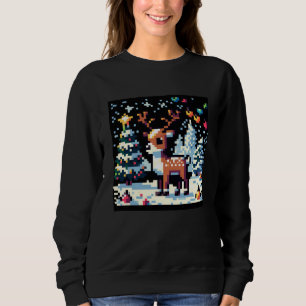 Weihnachts-Reindeer Winter Wonderland Pixel Art Sweatshirt