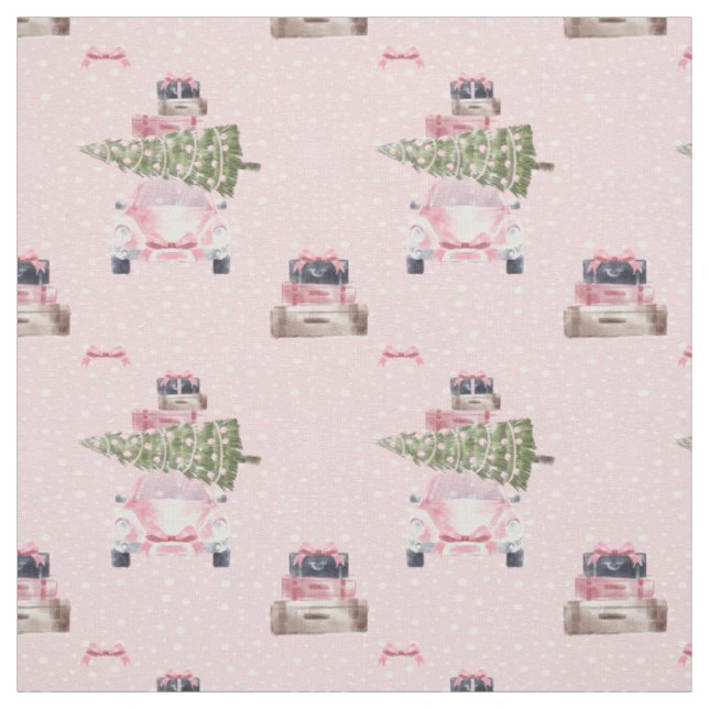 Weihnachts-Reise Chic Pink Retro Wasserfarbe Auto Stoff (Muster)