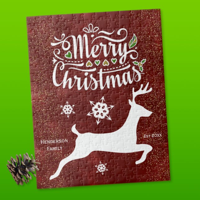 Weihnachts-Rentier auf Burgund Puzzle (Von Creator hochgeladen)