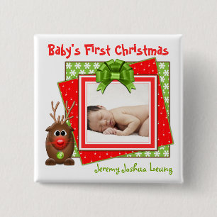 Weihnachts-Rentier-Baby's First Christmas Button