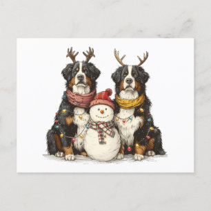 Weihnachts Rentier Bernese Mountain Hunde Feiertagspostkarte