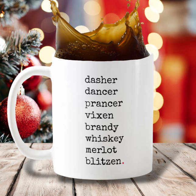 Weihnachts-Rentier Black Red Funny Typografy Kaffeetasse (Von Creator hochgeladen)