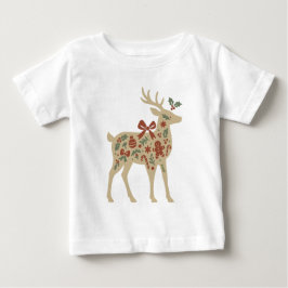 Weihnachts-Rentier-Blumenkunst Baby T-shirt