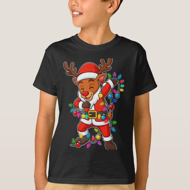 Weihnachts-Rentier Dabbing Leuchten Weihnachten fü T-Shirt (Vorderseite)