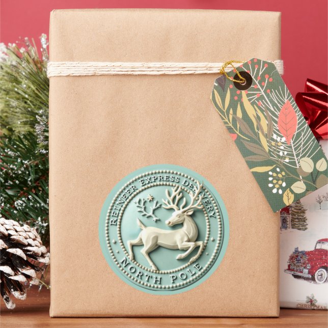 Weihnachts-Rentier-Express Runder Aufkleber (Feiertag)