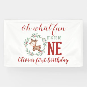 Weihnachts Rentier First Geburtstag Banner