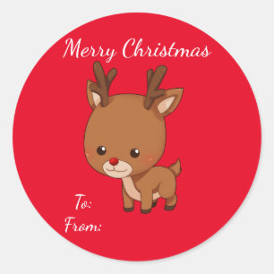 Weihnachts-Rentier-Geschenktag Runder Aufkleber