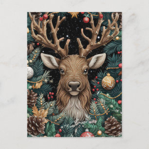 Weihnachts-Rentier-Grußkarte Postkarte