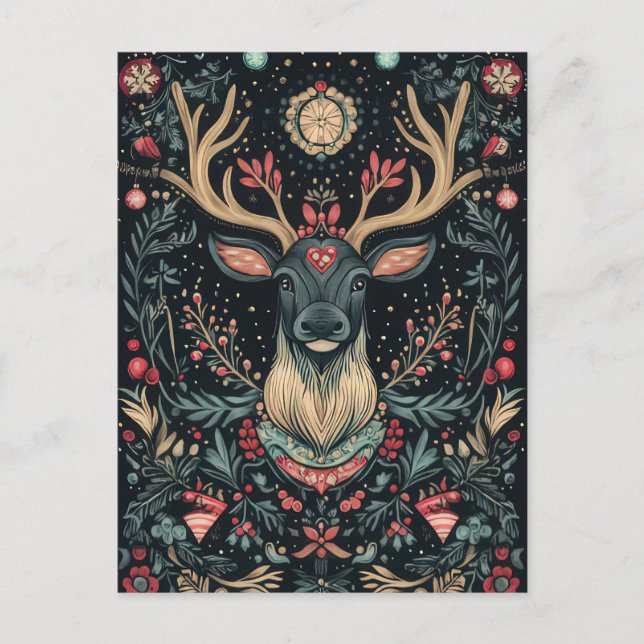 Weihnachts-Rentier-Grußkarte Postkarte (Vorderseite)